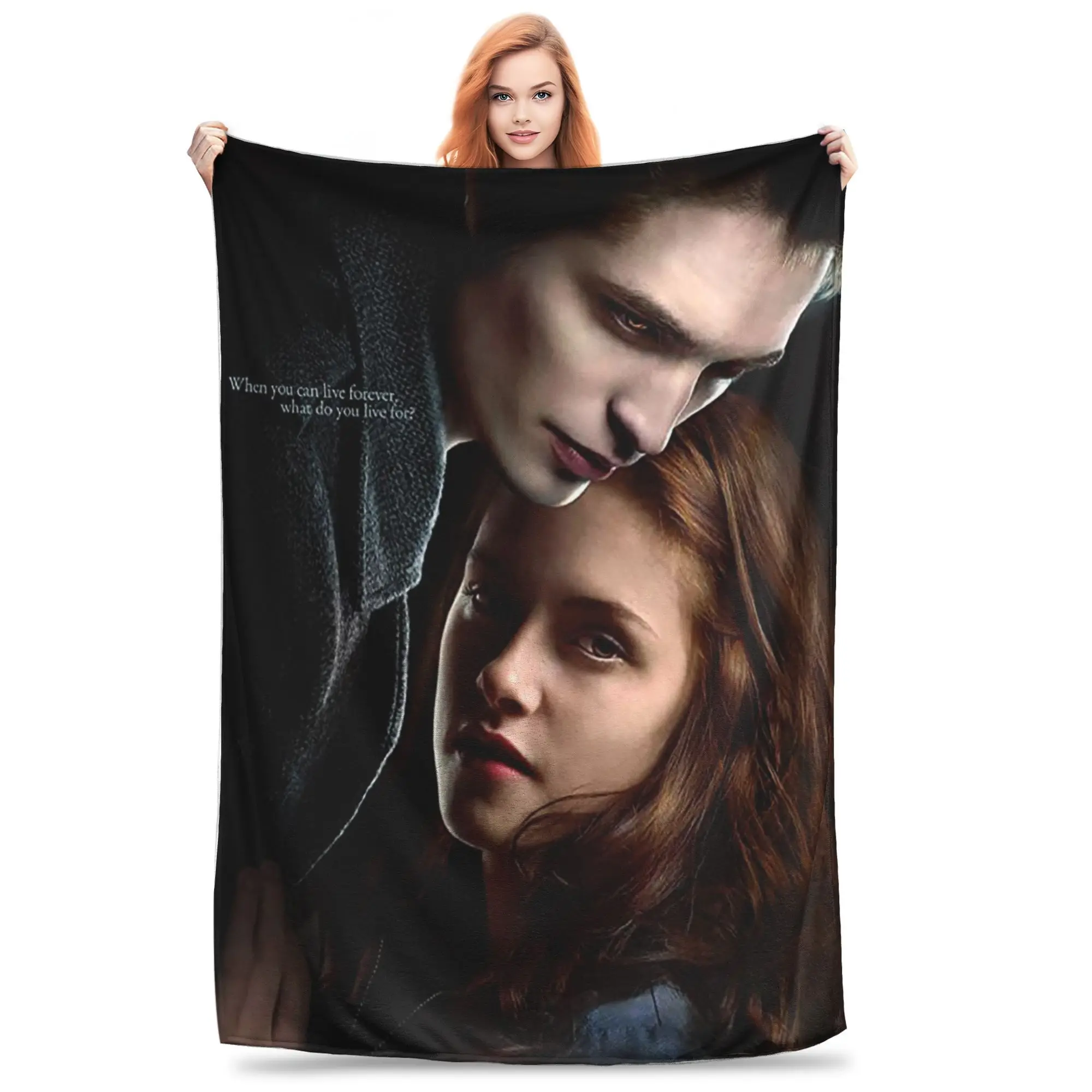 The Twilight Saga Breaking Dawn Blanket Cover Flannel Edward Bella Vampire Lightweight Thin Throw Blanket for Home Couch Bed Rug