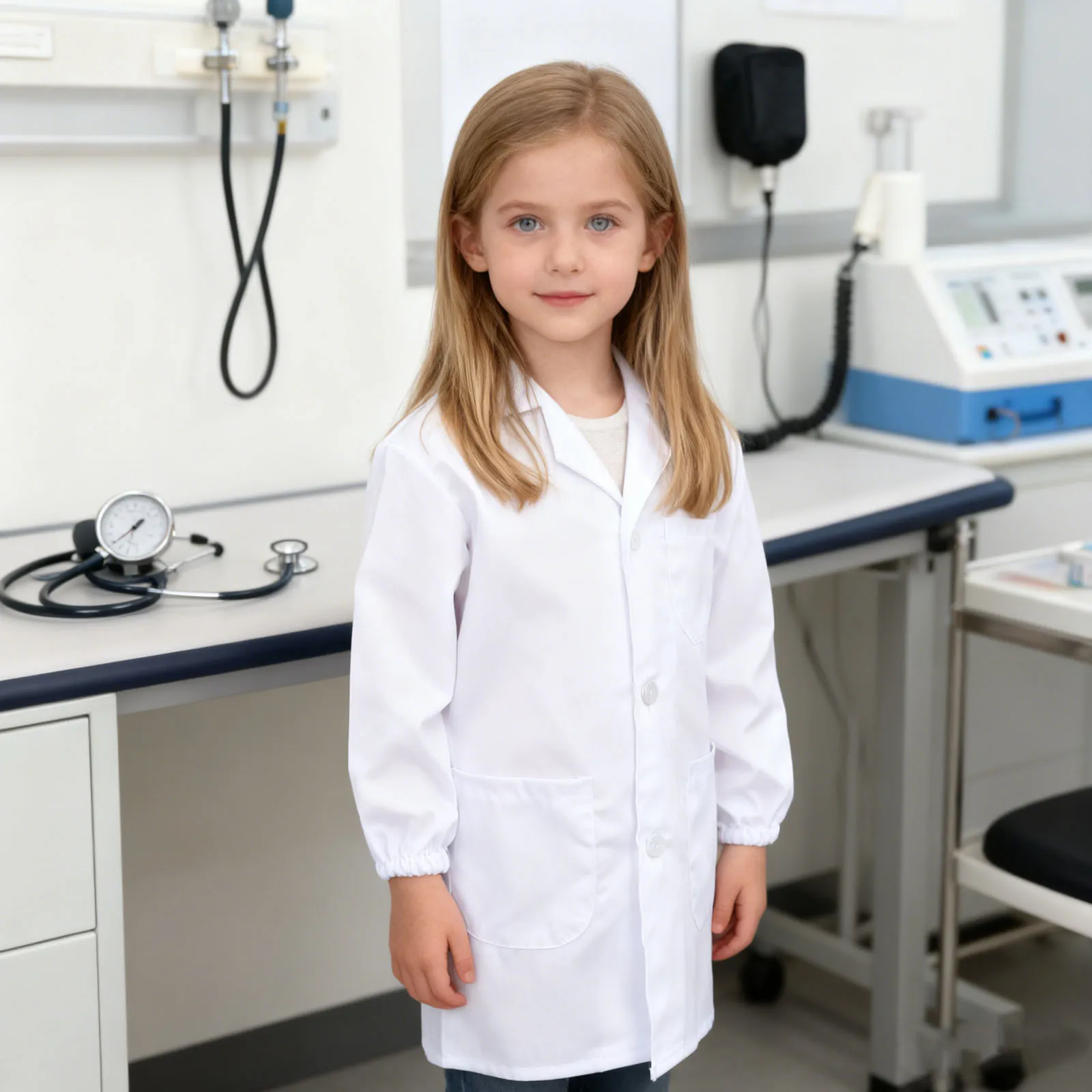 معطف مختبر العلوم ملابس تجربة واقية للمدرسة فئة الكيمياء اللوازم التعليمية #6