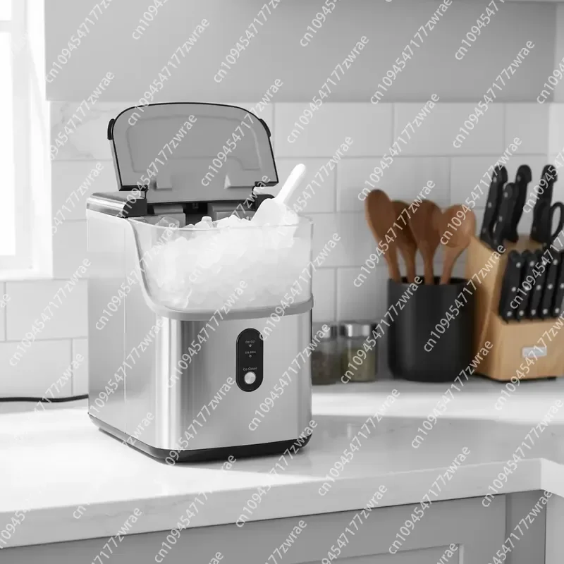 10-20kg/day Countertop Compact Self-Cleaning Flake Ice Maker with Stainless Steel Housing for Household & Hotel Use