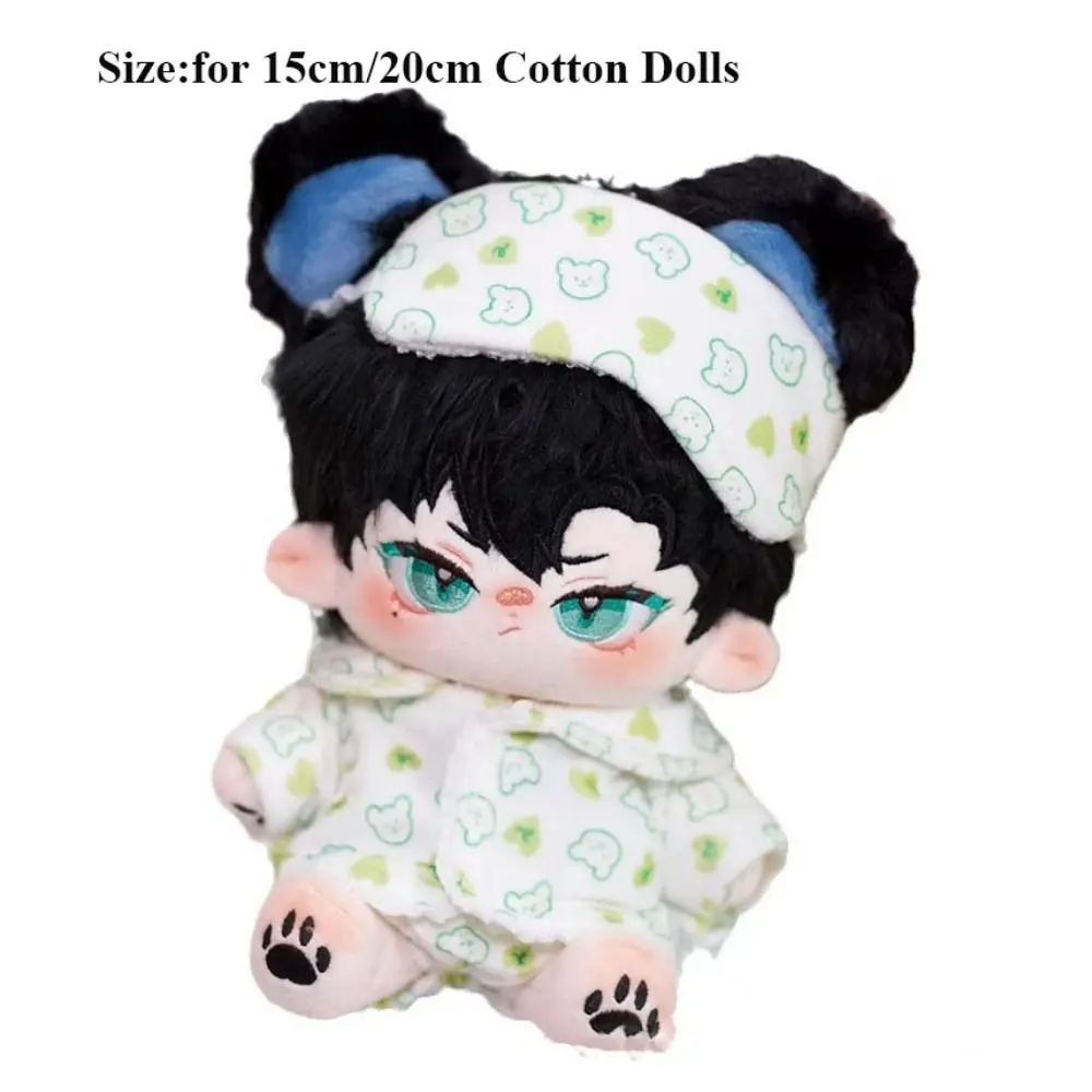 15cm/20cm Cotton Doll Pajamas With Eye Mask Stuffed Cotton Doll Sleep Clothes Cute Replacement Bathrobe Dolls Accessories