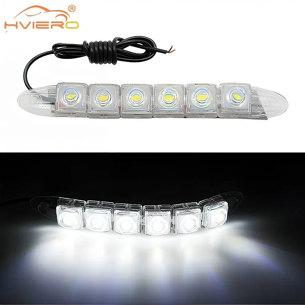 

1X Car Universal Led DRL Daytime Running Light Flexible 6LEDs White Waterproof Driving Fog Bulb Warning Lamps Signal Headlights