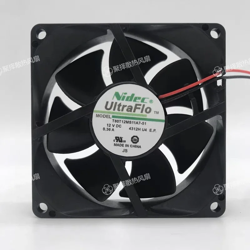 Nidec T80T12MS11A7-51 DC 12V 0.36A 80x80x25mm 2-Wire Server Cooling Fan