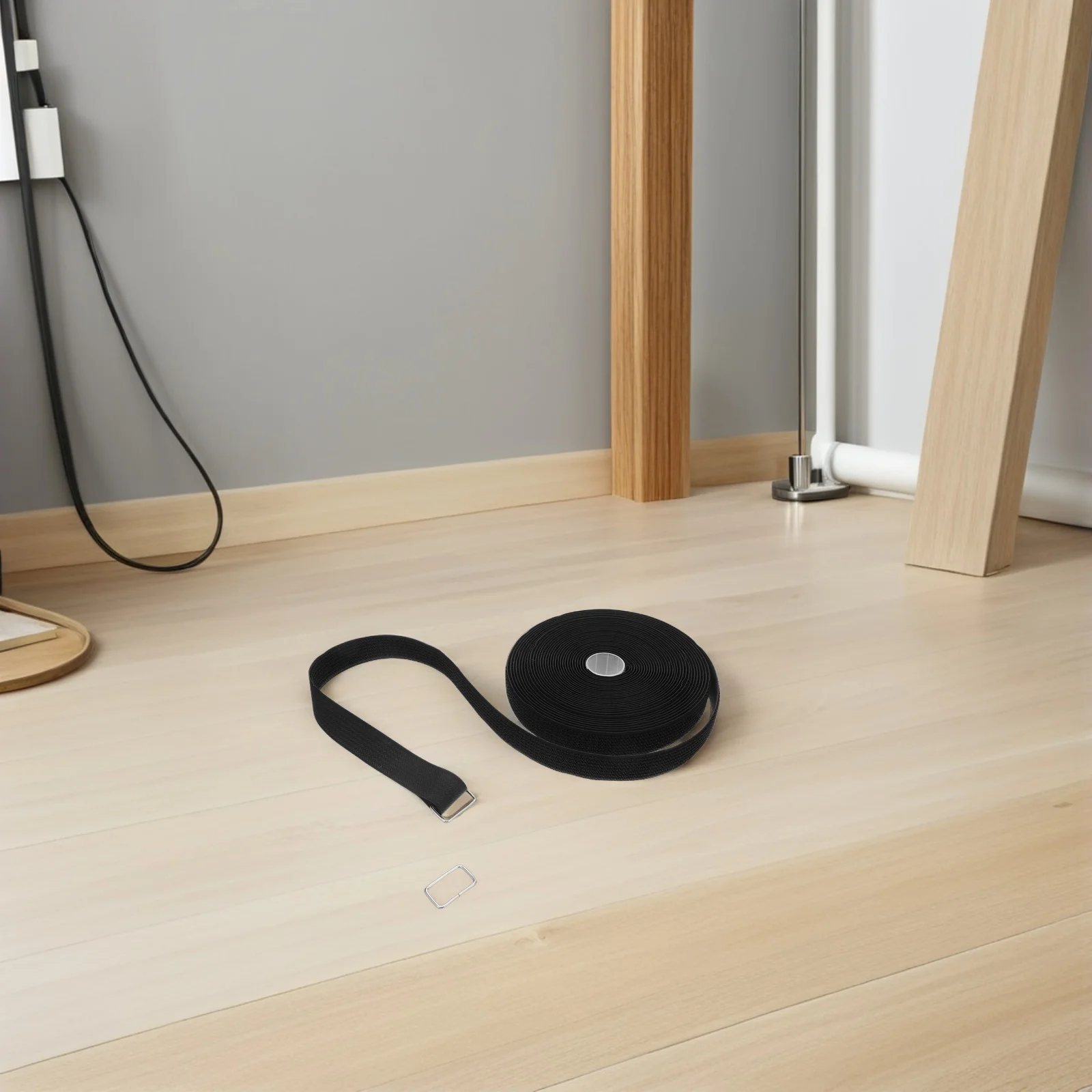 

1Set Tape Cable Ties Adjustable Nylon Fastening Straps 10M Black 2.5cm Wide Reusable Cord Organizer for Home Office