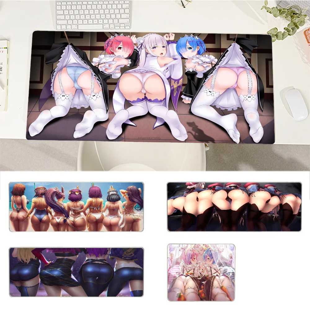 Anime Sexy Girl Ass Mousepad girl pad Keyboards Mat Rubber Gaming mousepad Desk Mat Size for large Edge Locking Keyboard Pad