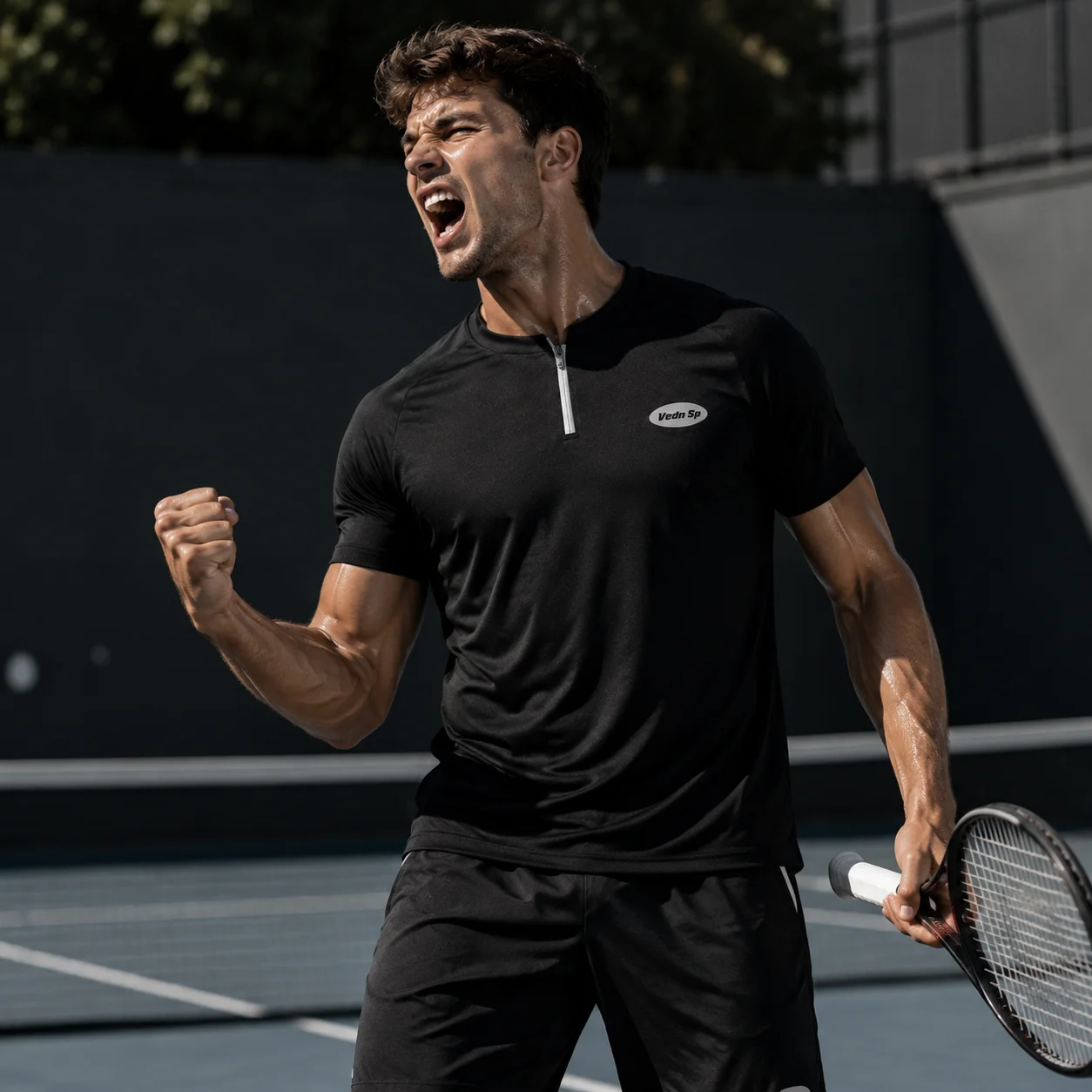 Veidoorn Men Half Zip Sports T-Shirt Running Training Tee With Vent Holes Breathable Athletic Top For Basketball Workout