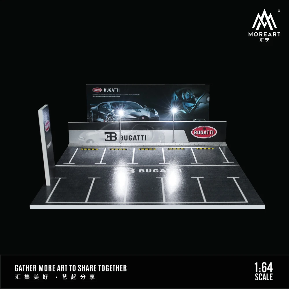 

MoreArt&TimeMicro1:64 Bugatti theme open-air car model parking lot display lighting version assembly scene