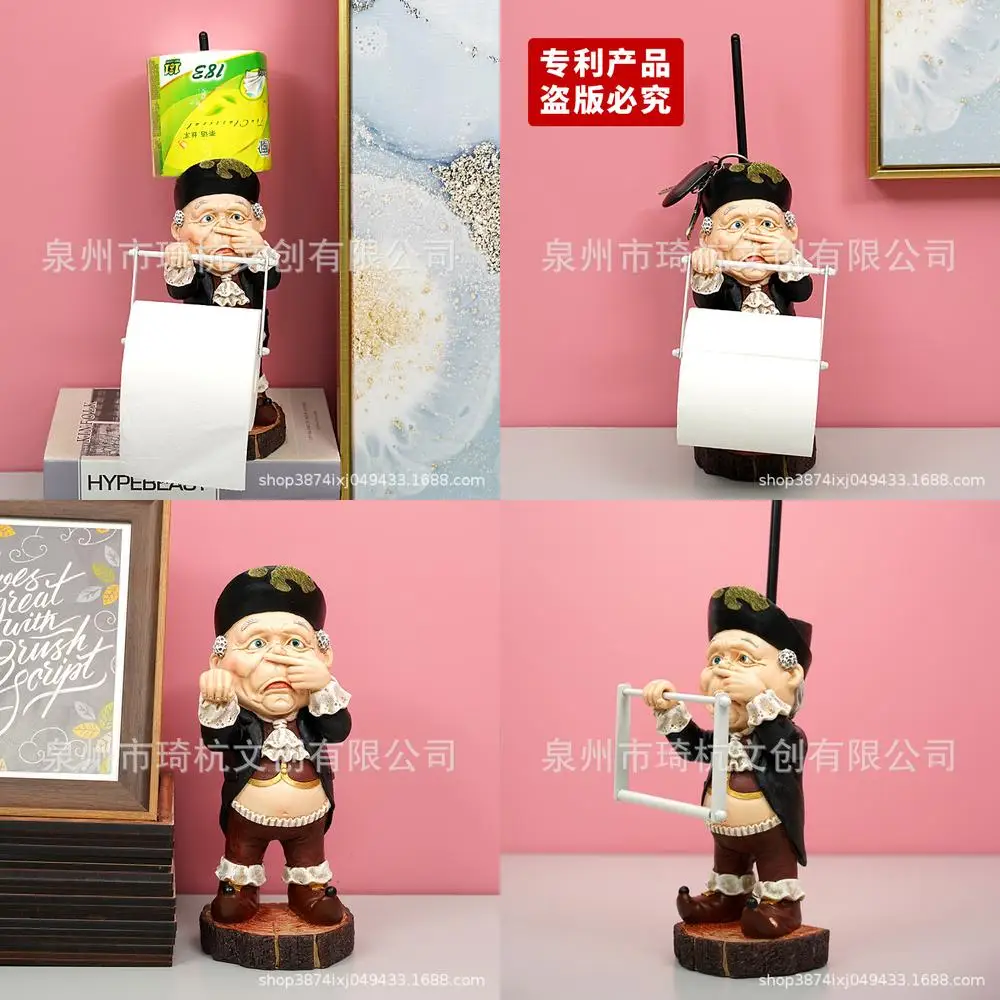 Creative Butler Tissue Holder for Living Room Bathroom Home Decor Stylish Figure Ornament Popular in Europe and America