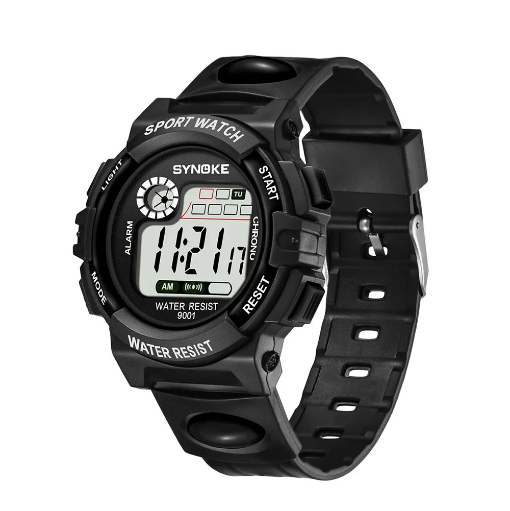 Montre numérique à double action LED pour étudiants, montre étanche multifonctionnelle, comparateur de couleur Shoe, bracelet en alliage de silicone, tri