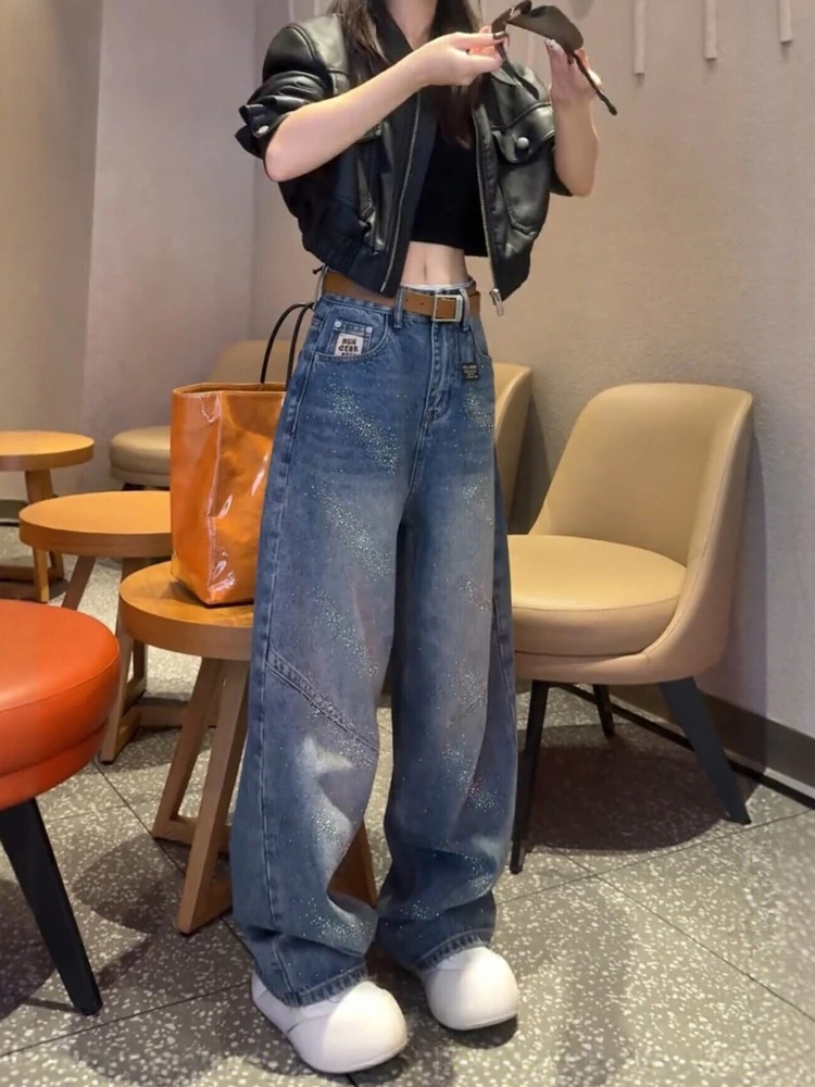 

Hot Diamond Wide Leg Jeans Women Spring 2026 New High Waist Fashionable Slim Versatile Straight Tube Curved Knife Pants