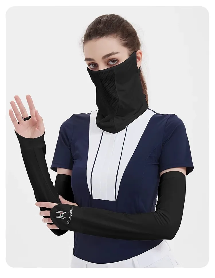 Весенне-летняя конная маска «Hello Horse», дышащая влагоотводящая ледяная шелковая маска с рукавами, защитная маска от солнца для конного спорта, оборудование