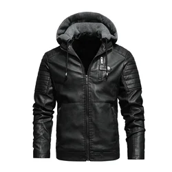 Veste de moto en cuir à capuche pour hommes, optique en peluche, mode de rue, haute qualité, hiver, Comb5XL