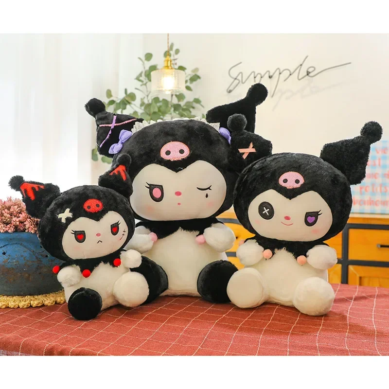 25/50/60cm Sanrio Kuromi Plush Toy Kawaii Dark Angel Demon Doll Throw Pillow Doll Christmas Birthday Gift for Children Ornaments