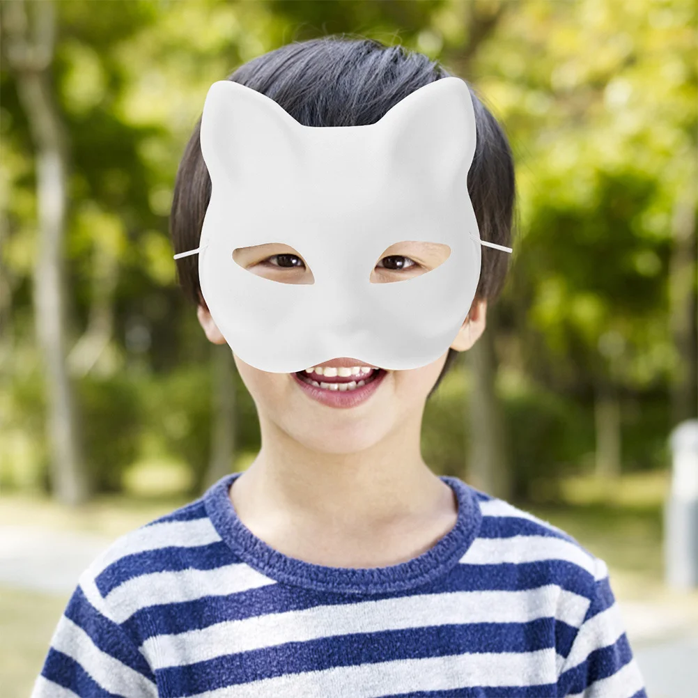 

2Pcs DIY Blank White Paper Masks Unpainted Cat Monkey Style for Halloween Party Masquerade Cosplay Hand Paint Masks