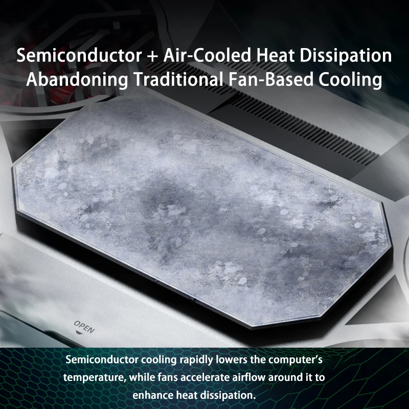 Laptop Cooler with Semiconductor Cooling Quad-Core Ultra-Powerful Fan with Silent Operation LED Screen with RGB Lighting Effects