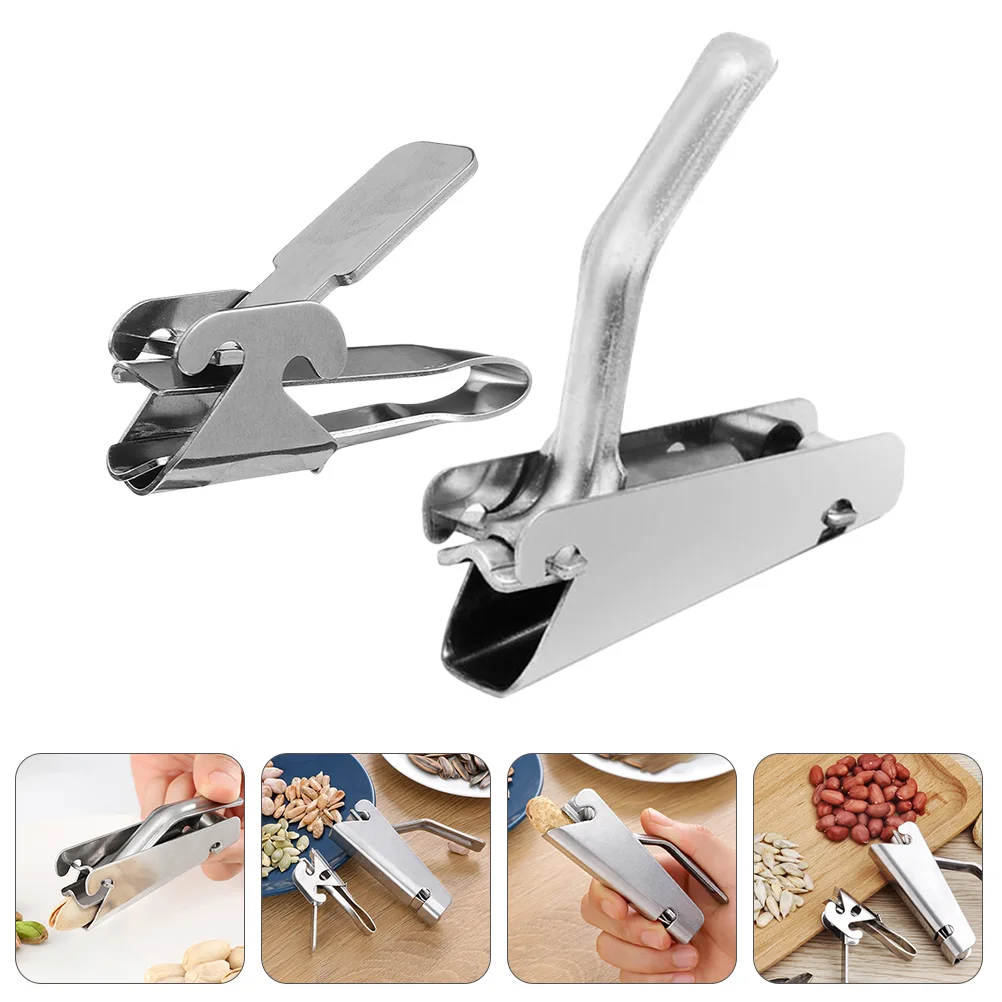 2 Pcs Melon Seed Clip Nut Cracker Nutcracker Pistachio Sheller Pecans Practical Peeler Pine Peeling Plier Stainless Steel The