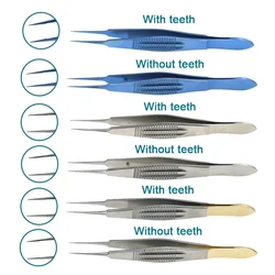 11cm Castroviejo Tying Forceps Ophthalmic Forceps with Teeth Ophthalmic Eye Instrument Stainless Steel Titanium Alloy