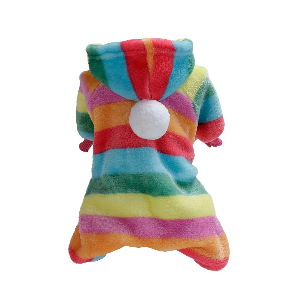 

Pet Clothing Dog Cat Winter Warm Coral fleece Clothes Puppy Rainbow Stripe Thickened flannel Warm Coat Small Medium Dogs hoodies