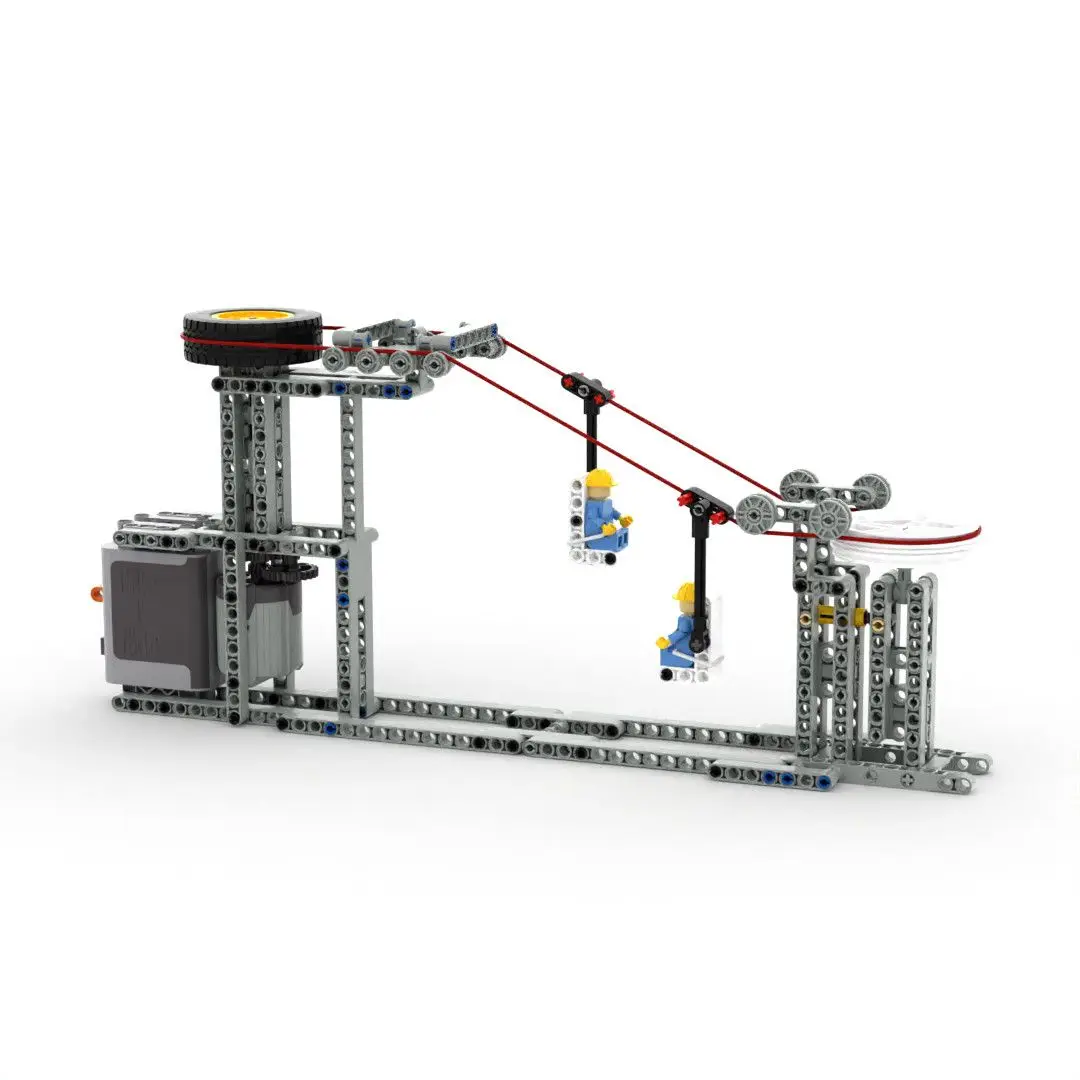 MOC Technic Cable Car, Power Transmission Mechanical Building Blocks, Electric Assembly Model Set