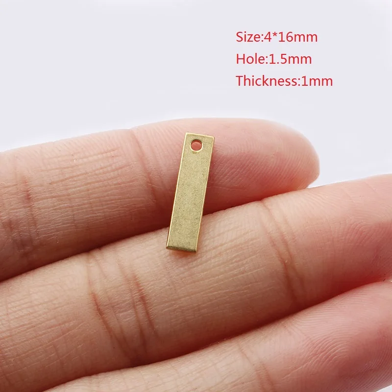 10pcs Raw Brass Rectangle Charms for DIY Jewellery Making