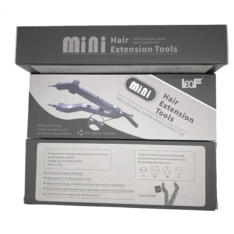 EU-Stecker Weiß JR609 Mini-Haarglätter Schwarz Hitze-Haarverbinder Temperaturkontrollierbares Glätteisen Haarverlängerungs-Werkzeugset – Detail 4