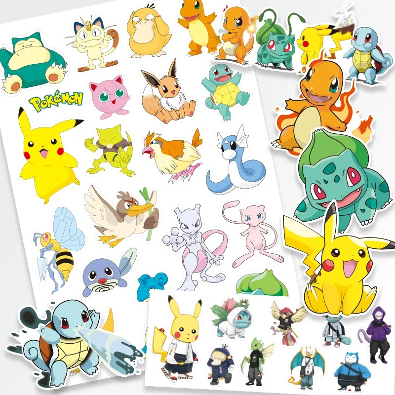 3 pezzi Pokemon adesivi tatuaggio originali divertente adesivo Pikachu cartone animato per bambini ragazze regalo di compleanno di Natale ricompensa
