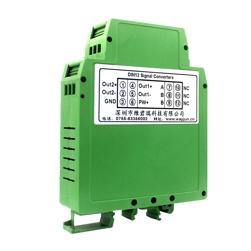 

One-in, Two-out Analog Signal Isolation Transmitter 4-20mA Current Distributor 0-10V Converter DIN12