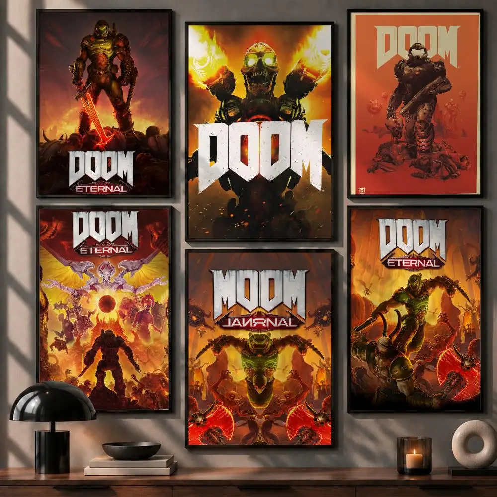Ultimate Game Doom Eternal Poster No Glue Residue Self-Adhesive Art Poster Wall Decor for Bedroom Living Room