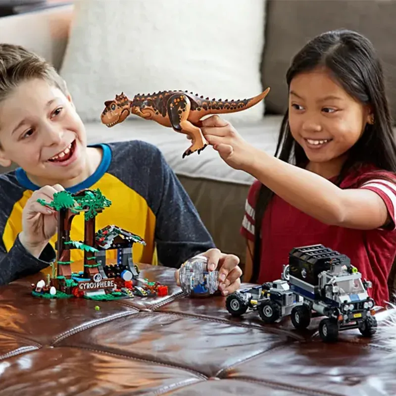 Conjuntos de tijolos MOC Série Blocos de construção Carnotaurus Sastrei ‌ ‌   Girosfera Escape Dinosaur 75929 World Park Brinquedos Presente para Crianças