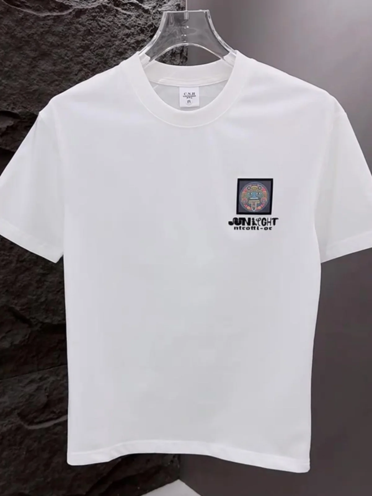 

Motorcycle Summer New Trendy Brand Fashionable Back Pharaoh Geometric Print Short-Sleeved Boys' Cotton