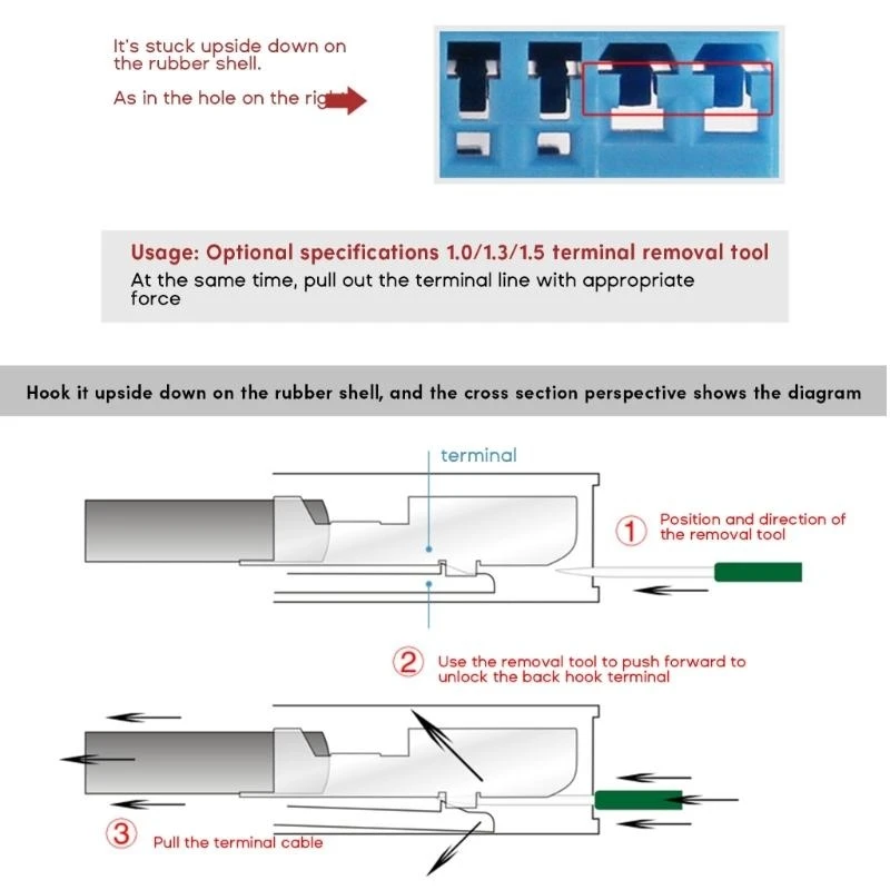 XA6H Plug Terminal Remove Tool Keys Pin Car Electrical Wire Crimp Connector Extractor view 3