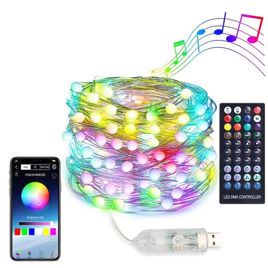 

20M Smart App Control Led Fairy Lights USB Remote RGB BT Christmas Tree String Lights Garland for Wedding Holiday New Year Decor