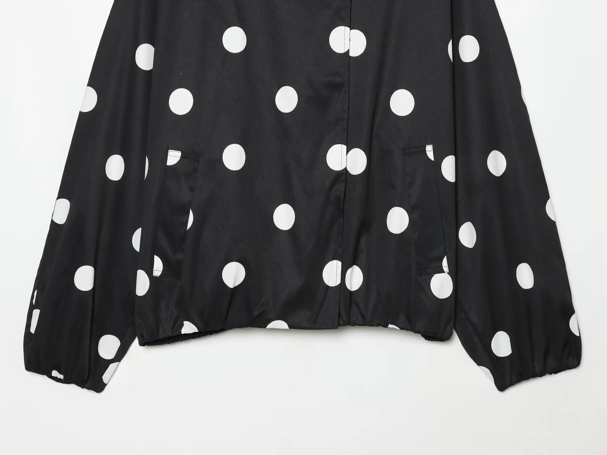 TFMLN Damen Vintage Polka Dots Bomberjacke mit Taschen, Stehkragen, modische kurze Jacke, Herbstjacke mit langen Ärmeln, Outfits – Detail 7