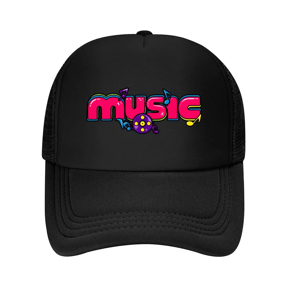 Colorful Music Notes Vinyl Record Pop Art Mesh Baseball Cap Hip Hop