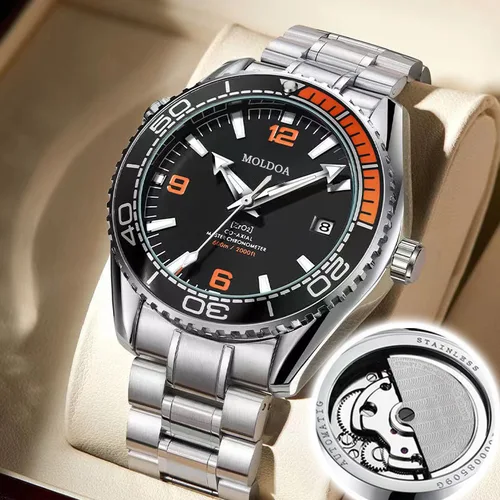 Reloj mecánico con calendario esqueletizado para hombre, completamente automático, resistente al agua, con cristal de zafiro luminiscente, reloj de pulsera con bisel giratorio