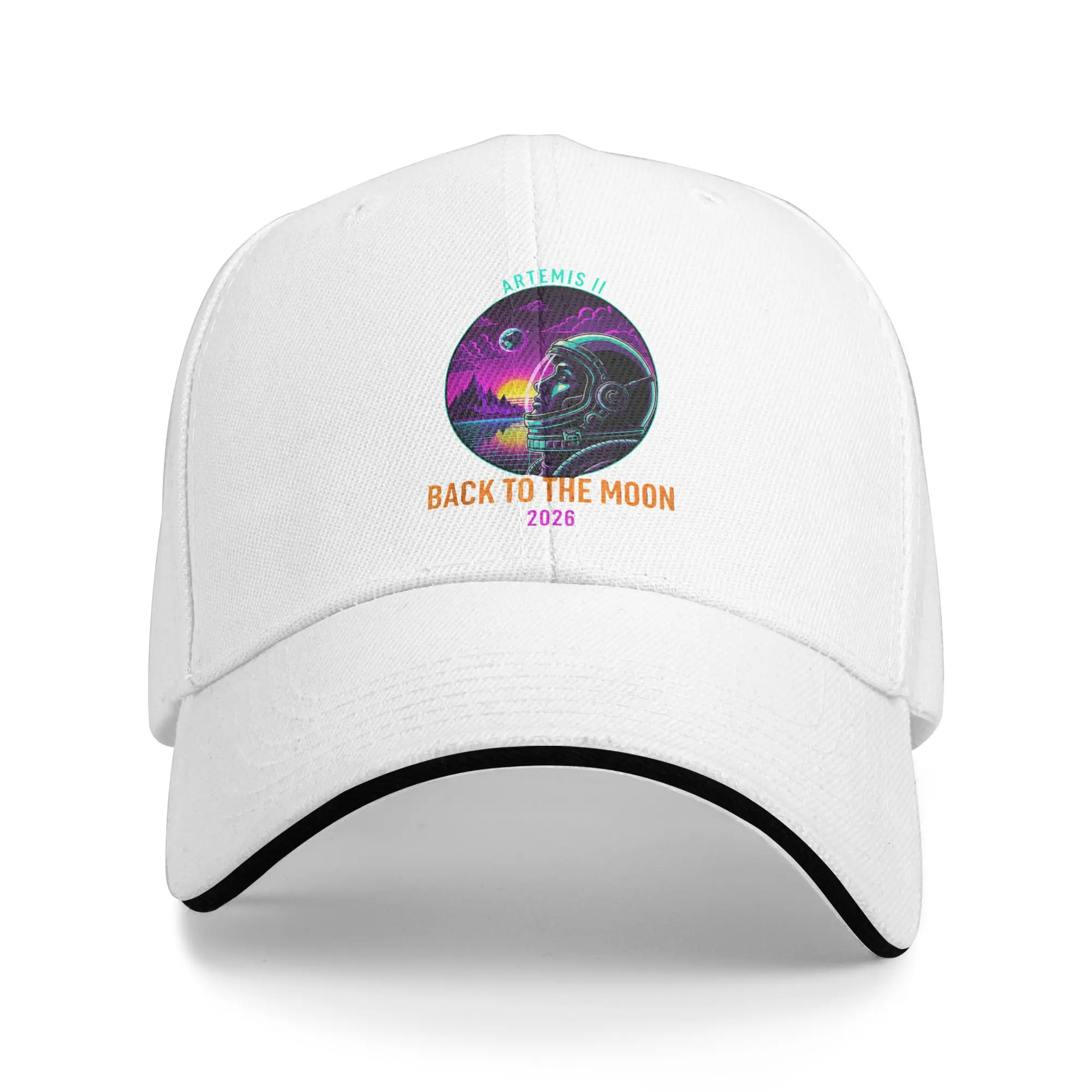 Artemis II Back to The Moon 2026 Synthwave Astronaut Baseball Cap Trendy Men Trucker Hat Sun-Proof Design Fishing Baseball Caps