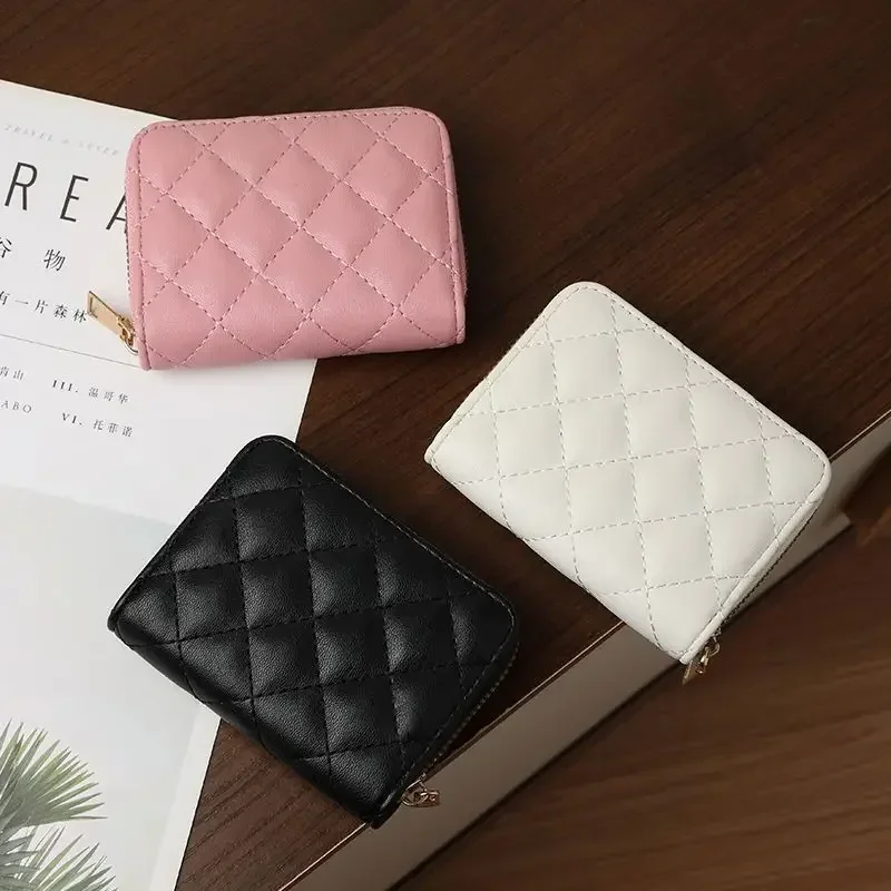 Student Small Zipper Woman Wallet Coin Purse Women Short Wallets PU Leather Female Plaid Purses Leather Card Holder Wallet