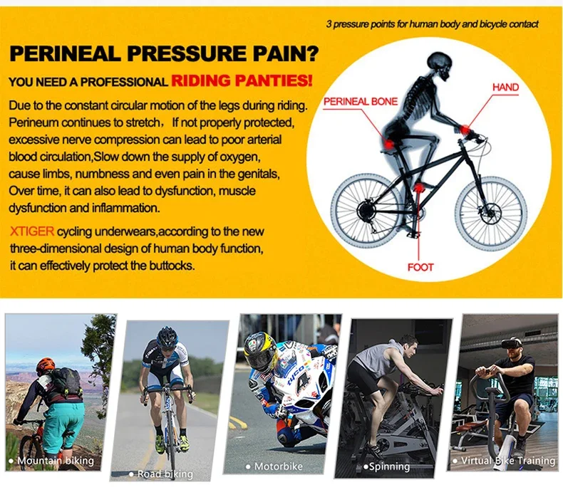 X-TIGER Herren-Radunterwäsche mit 5D-Gel-gepolstertem MTB-Boxer-Radhose, Rennrad-Unterwäsche, Fahrradausrüstung – Detail 14