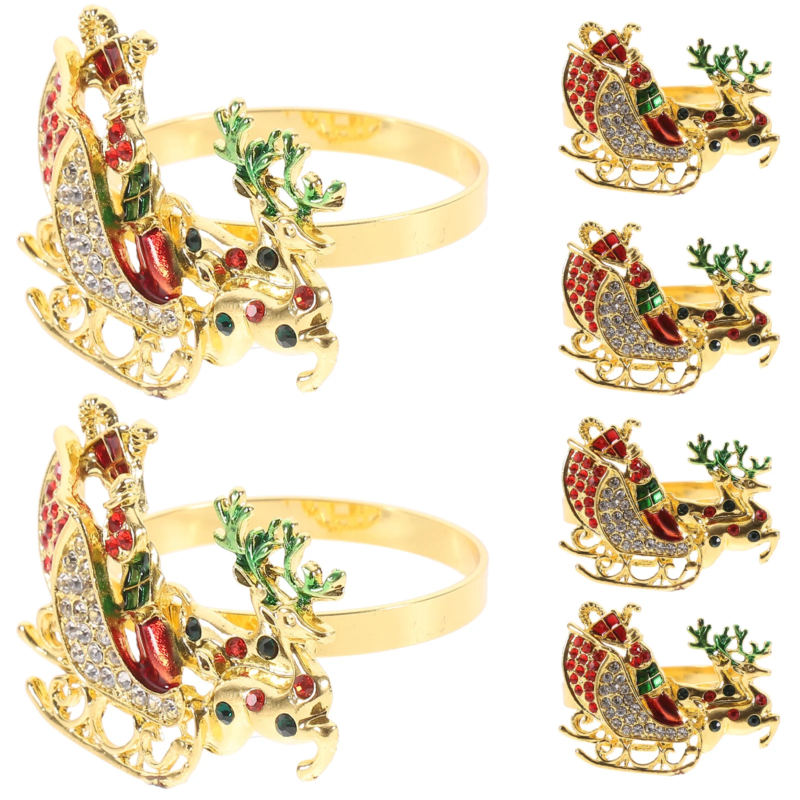 

6pcs Elk Napkin Rings Christmas Buckles Deer Cart Table Christmas Napkin Rings Decor Alloy Material Xmas Gifts