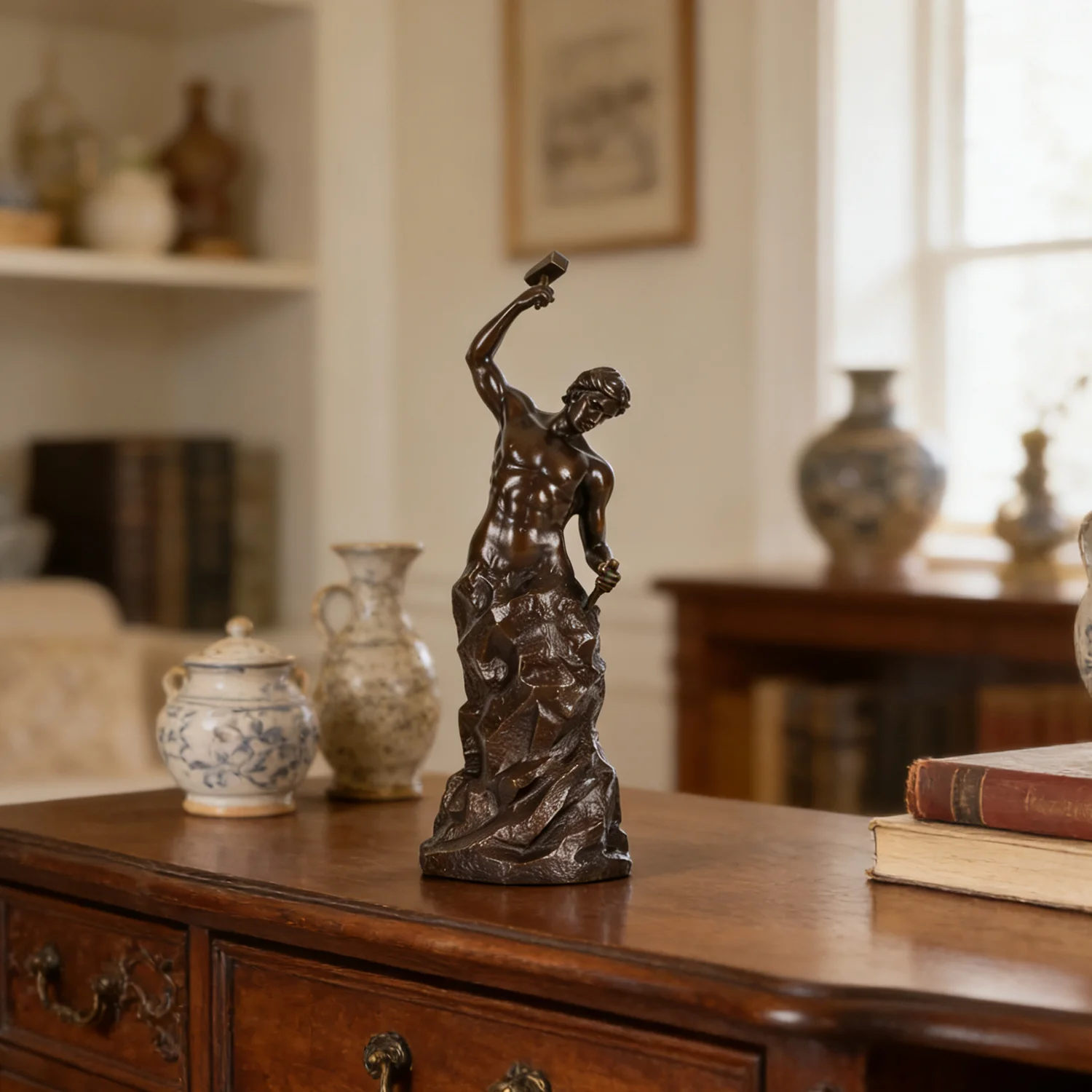 Bronze Self Made Man Statue Figurine Abstract Famous Sculpture Gorgeous Home Office Decoration 26CM