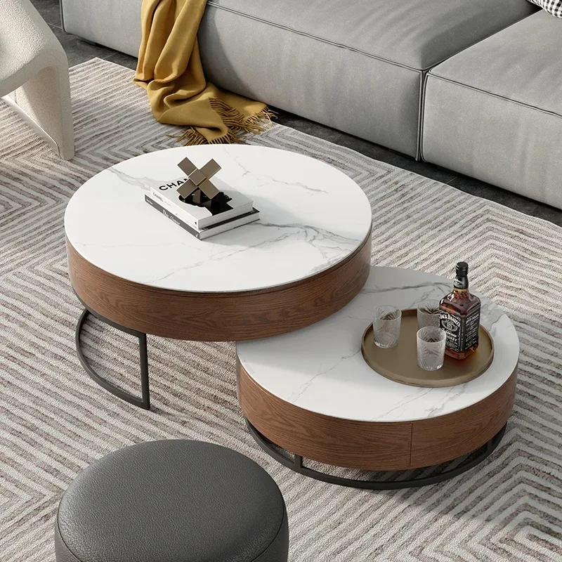 -aa Factory Price Smart Lift Top Coffee Table Set Luxury Modern Nesting Round Marble Coffee Table