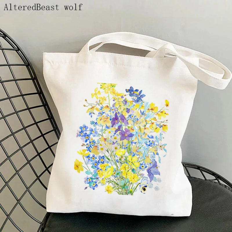 Women Shopper bag Raising Wildflowers Girl Mom Life Wildflowers Bag Harajuku Canvas Shopper Bag girl handbag Shoulder Lady Bag