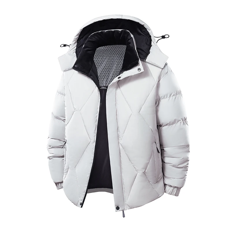 الرجال انفصال هود مبطن بالقطن سترة منتفخة مقاومة للماء يندبروف الدافئة معزول مبطن الشتاء في الهواء الطلق معطف غير رسمي #5