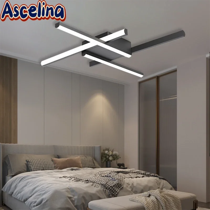 luzes de teto led linha moderna preto 50cm lampadas para o quarto sala estar restaurante bar luminarias decorativas interiores 01