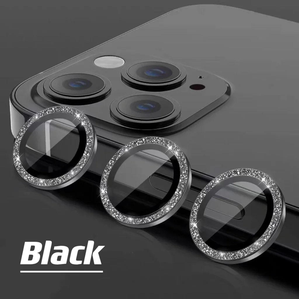 Glitter Metal Lens Rings For IPhone 15 16Pro 15 16Promax 15 16 Plus Camera Glass Protector Alloy Frame Protective Cap Film