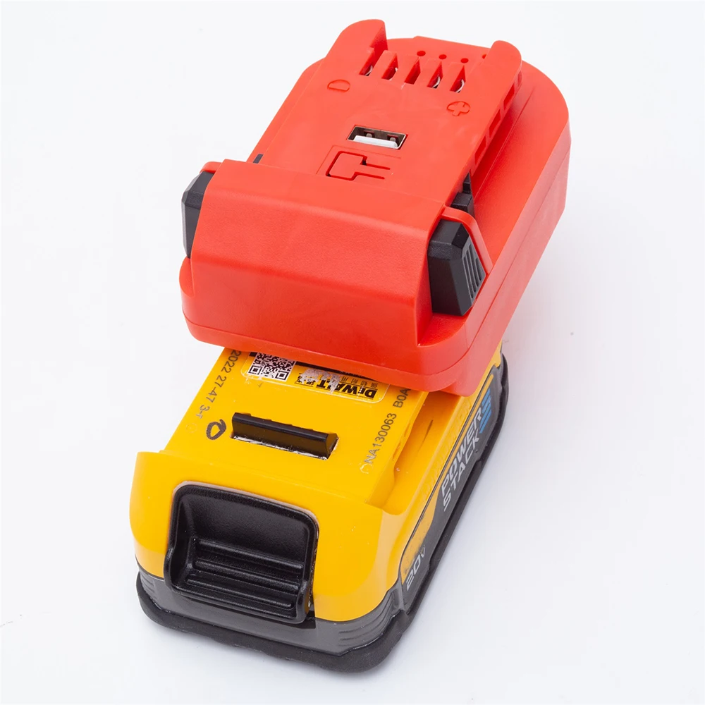 Battery Converter Adapter for DeWalt 18V Li-ion to for Milwaukee 18V Series Power Cordless Tool W/LED Light and USB(NO Battery )