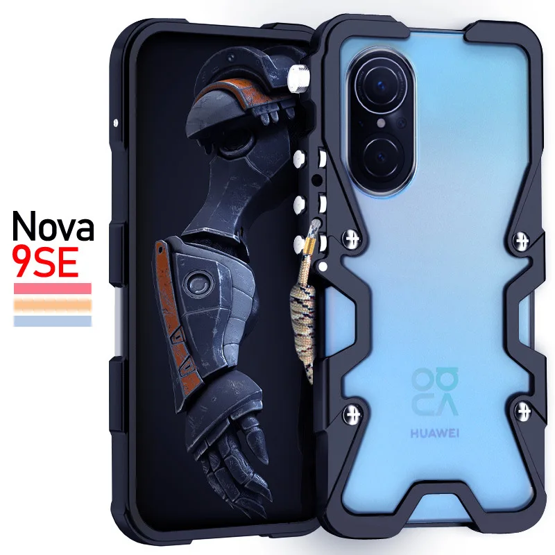 Metal Alumínio Phone Cases para Huawei, Armadura Luxuosa, Bumper para Nova 9, Nova9, Se Pro, Capa, Mecânica, Artesanal Caso Do Crânio, Capa De Luxo