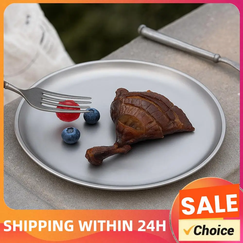 Titanium Purification Plate Portable Travel Tableware Lightweight Stackable Camping Tray Rust Proof Outdoor Fruit Salad Plate