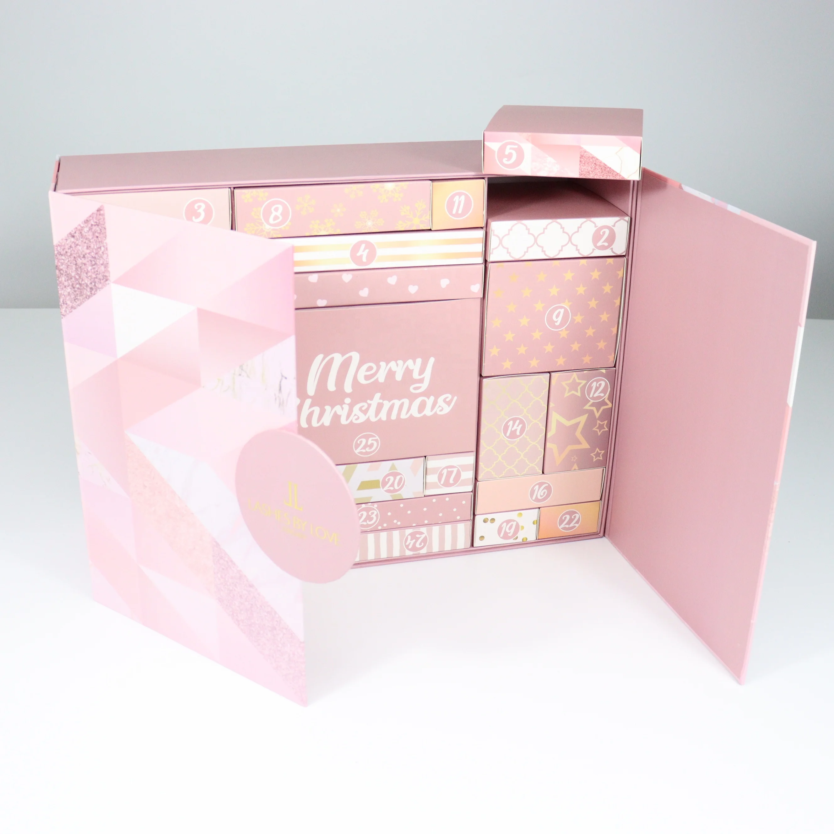 Customization.Customization.Advanced Custom Gold Foil Stamping Jewelry Rigid Box Christmas Advent Calendar Cardboard Gift Packag