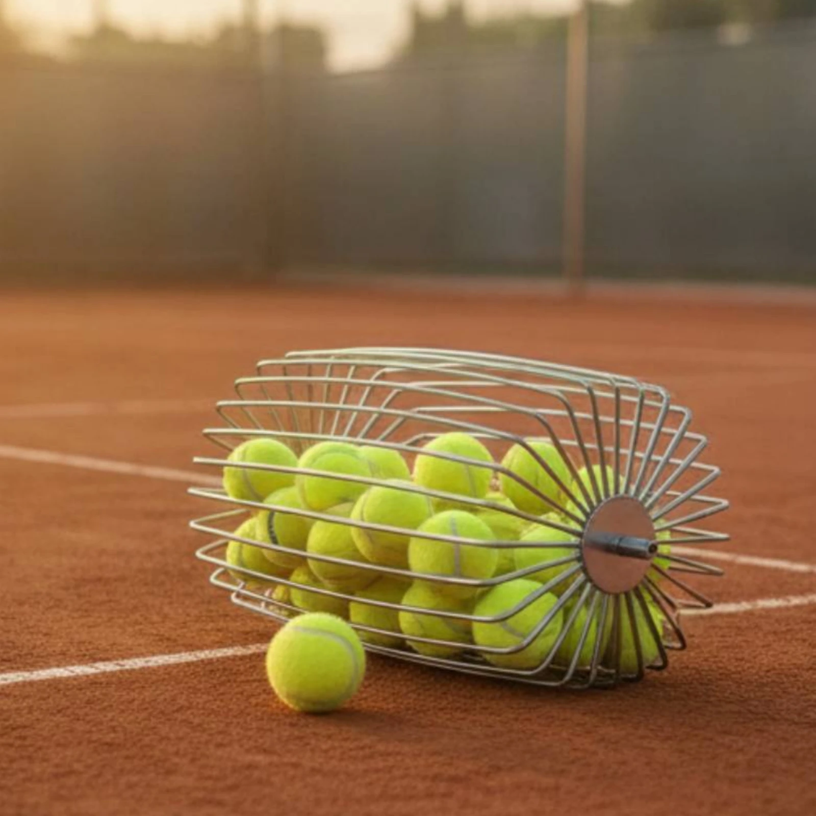 Tennis Ball Picker with Rolling Basket No-Bend Tennis Ball Picker Collector Roller Long-Lasting Sturdy