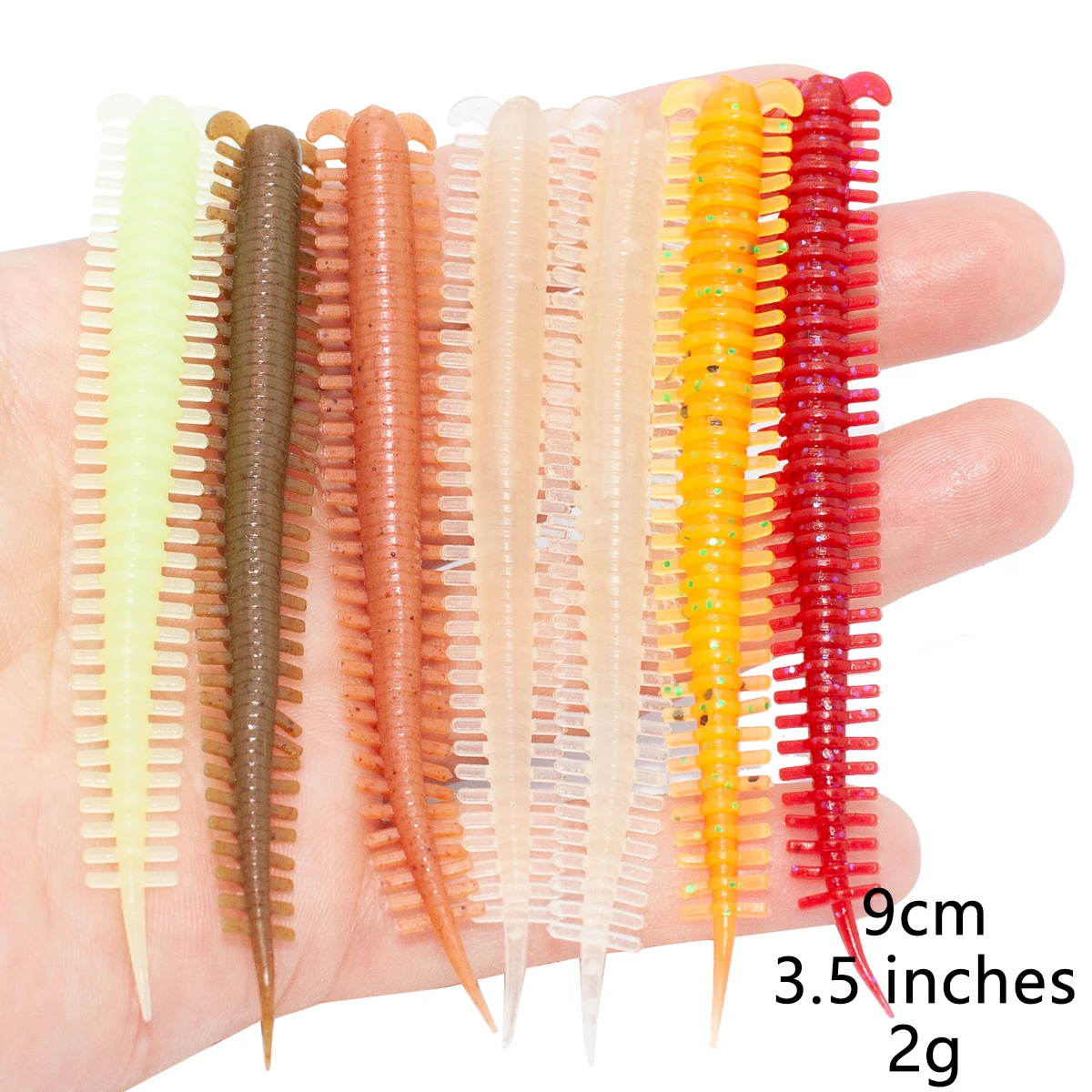 Saltwater Sandworms Isome Floating Worms Soft Baits Pike Bass 3.5 inches 9cm 2g 6pcs Fishing Lures